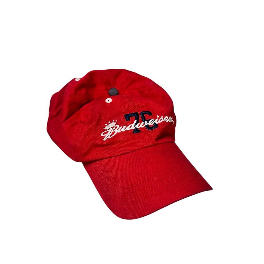 Budweiser 76 Red Baseball Cap Unisex Adjustable‎ Embroidered Logo